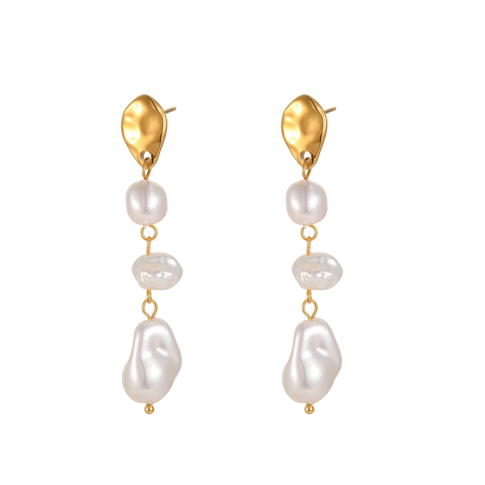1 Pair Luxurious Elegant Irregular Shape Stainless Steel Waterproof Women's Beads Earrings Picture2