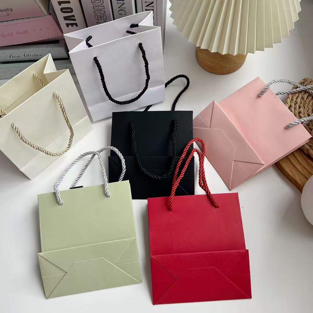 Solid Color Paper Shopping Bag Customized Logos Available
