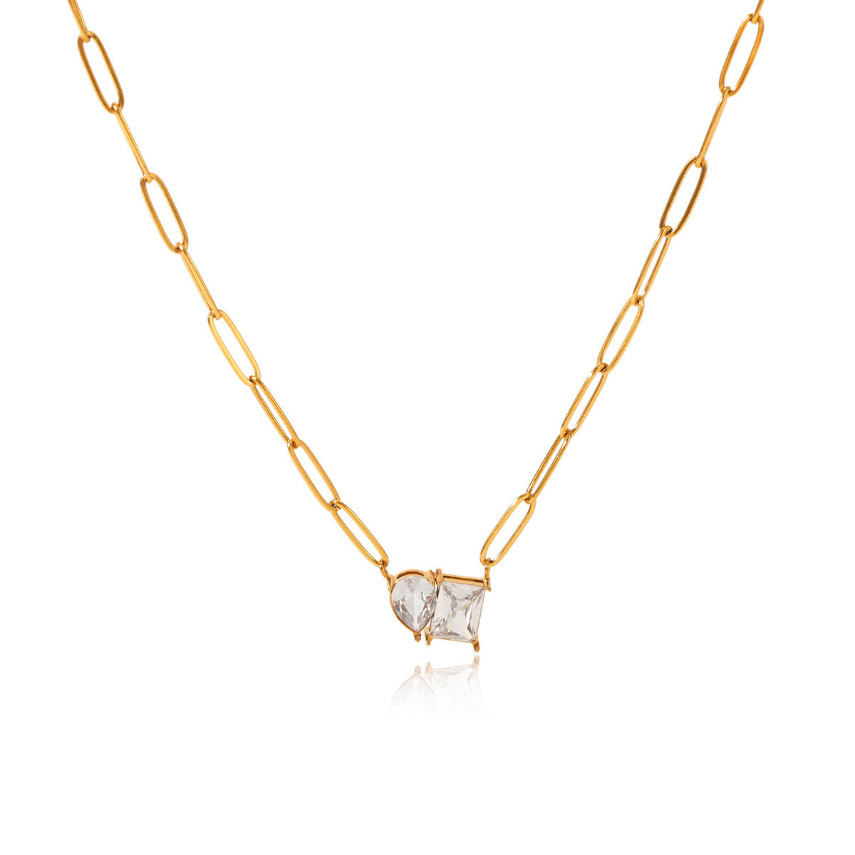 1 Piece Luxurious Irregular Shape Stainless Steel Waterproof Zircon Women's Pendant Necklaces h5 Picture6