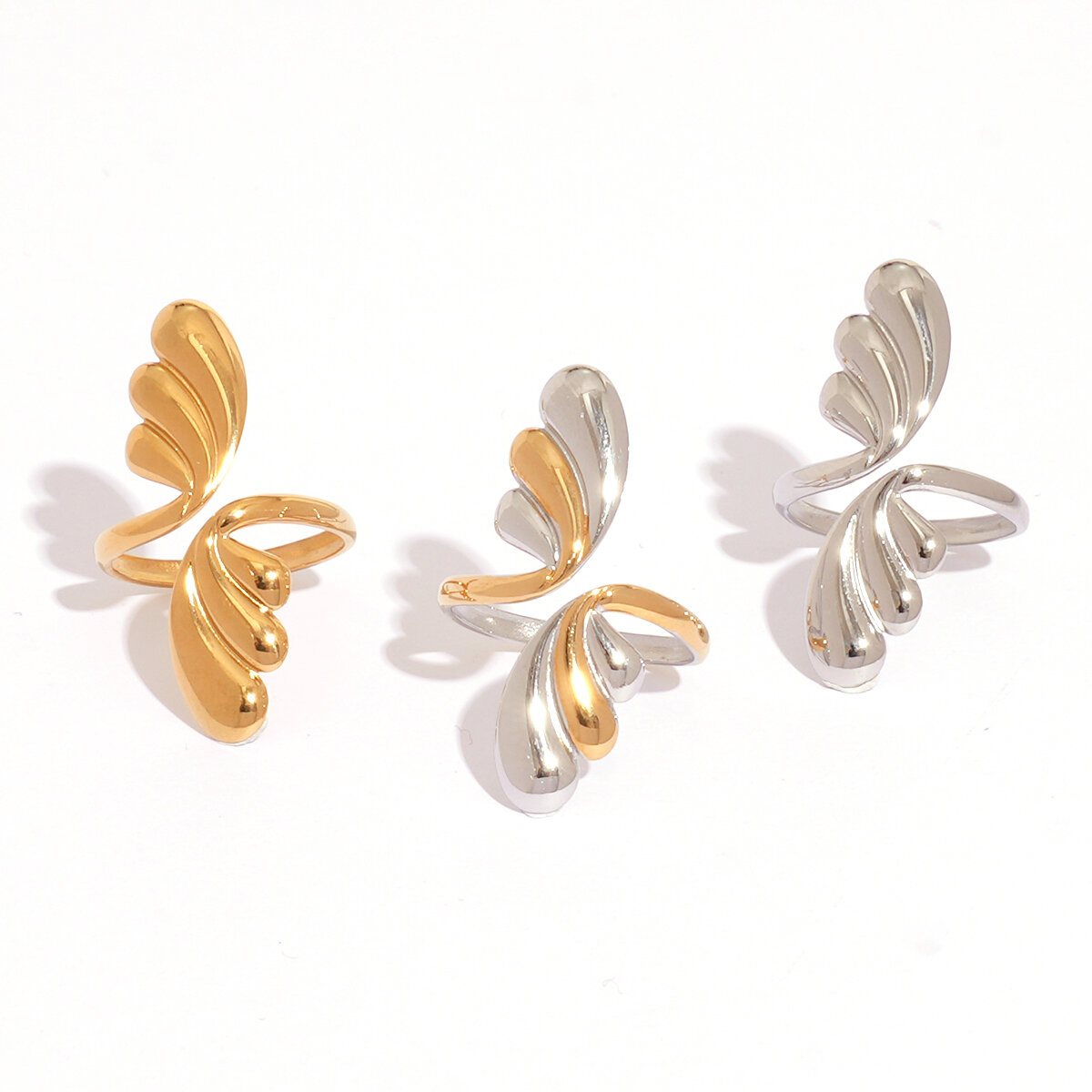 1 Piece Designable Irregular Shape Stainless Steel Waterproof Gold Color Statement Rings h5 Picture7