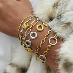 1 Piece Casual Irregular Shape Circle Stainless Steel Waterproof Women's Chain Bracelets h5 Picture6