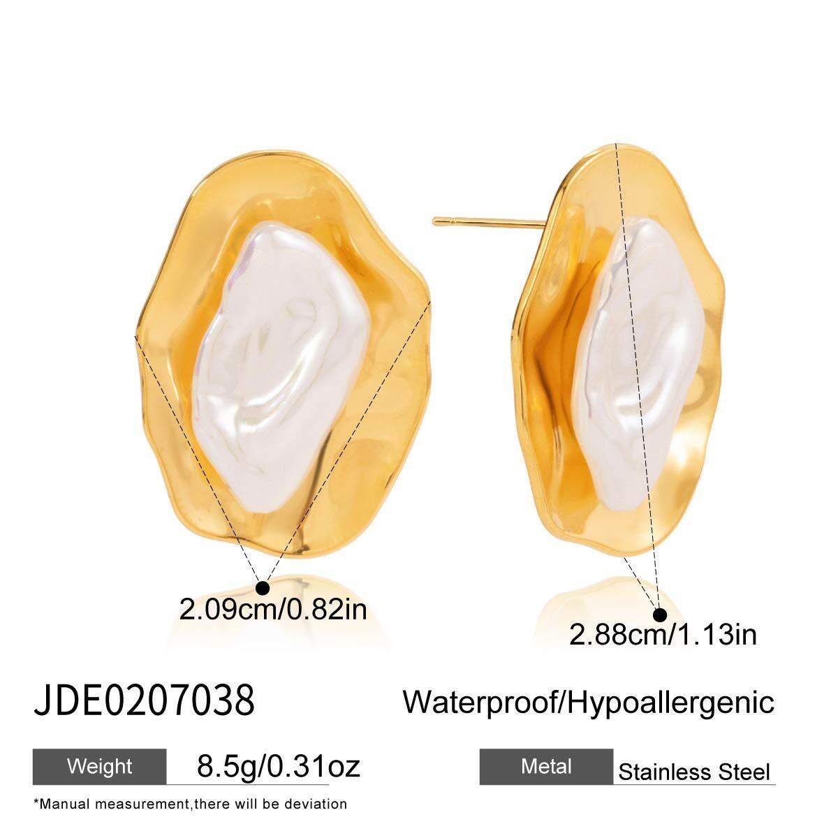 1 Paar elegante, unregelmäßig geformte, wasserdichte Ohrstecker aus Edelstahl in Goldfarbe für Damen h5 Bild2