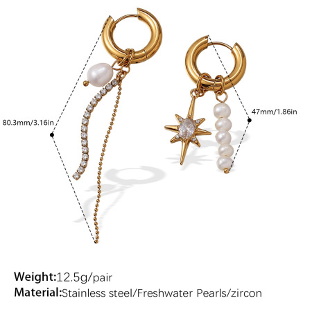 1 paio di orecchini pendenti con perle color oro impermeabili in acciaio inossidabile con nappa