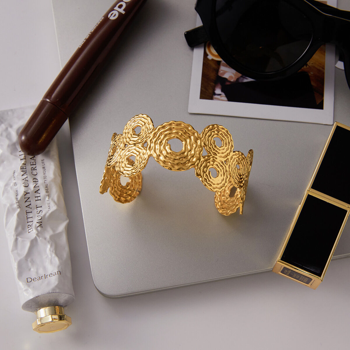 1 Piece Shinning Dove Stainless Steel Waterproof Gold Color Women's Cuff Bracelets Picture8