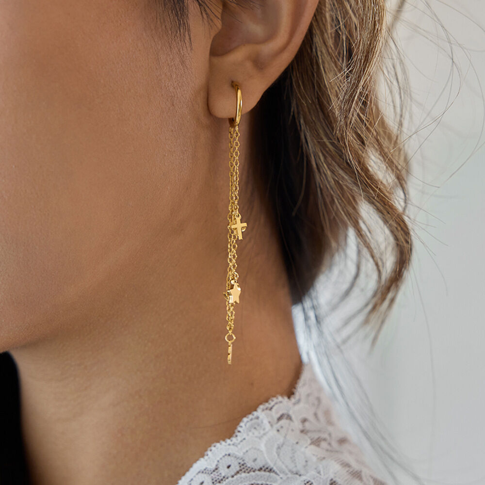 1 Pair Romantic Series Heart Stainless Steel Waterproof Gold Color Women's Dangle Earrings Picture3