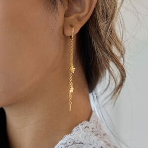 1 Pair Romantic Series Heart Stainless Steel Waterproof Gold Color Women's Dangle Earrings h5 Picture3