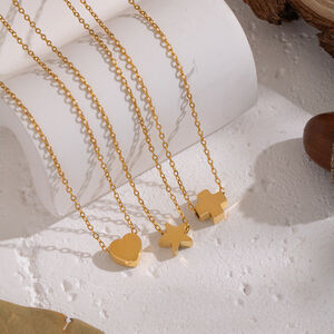 1 Piece Daily Heart Star Stainless Steel Waterproof Gold Color Pendant Necklace h5 Picture2