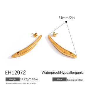 1 paire de boucles d'oreilles à clous en acier inoxydable doré, étanches, en forme de poisson h5
