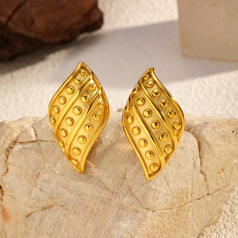 1 Pair Irregular Shape Stainless Steel Waterproof Gold Color Stud Earrings h5 Picture4