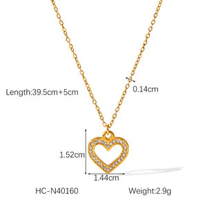 1 Piece Daily Heart Stainless Steel Waterproof Gold Color Women's Pendant Necklaces h5 Picture2