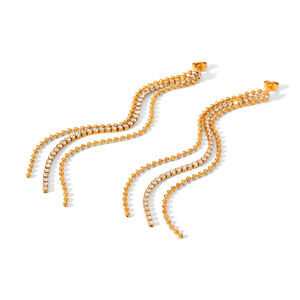 1 Pair Luxurious Daily Tassel Stainless Steel Waterproof Gold Color Women's Stud Earrings h5 Picture5