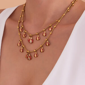 Exquisite Beetle Stainless Steel Waterproof Gold Color Zircon Women's Jewelry Sets h5 Picture3