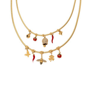 1 Piece Sophisticated Bee Stainless Steel Waterproof Gold Color Zircon Women's Pendant Necklaces h5 Picture6