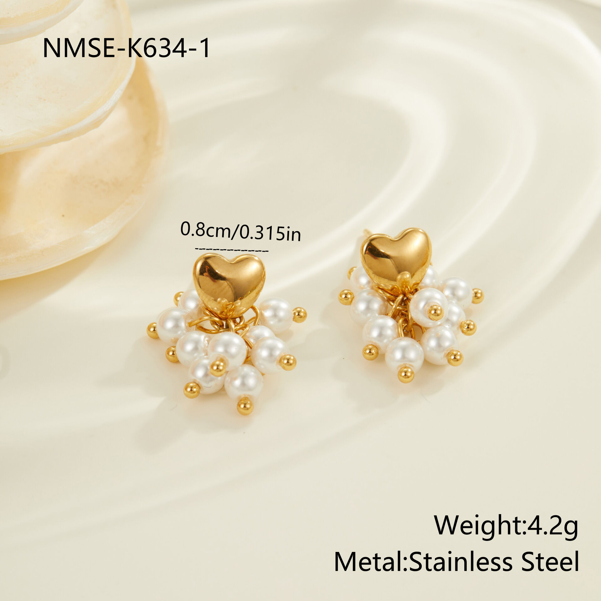 1 Pair  Retro Beads Stainless Steel Waterproof Women's Drop Earrings 