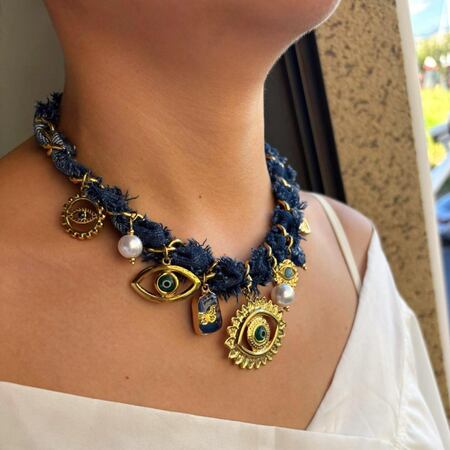 Collana con ciondolo in tessuto con occhio del diavolo di lusso, 1 pezzo 2