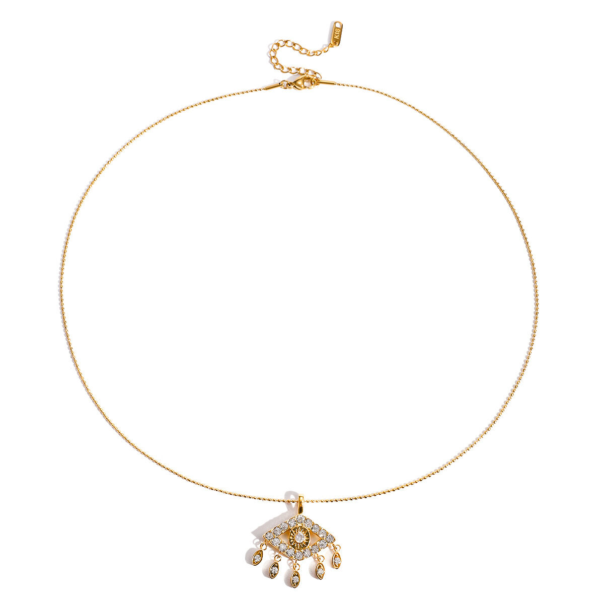 1 Piece Opulent Devil's Eye Stainless Steel Waterproof Gold Color Zircon Women's Pendant Necklaces 