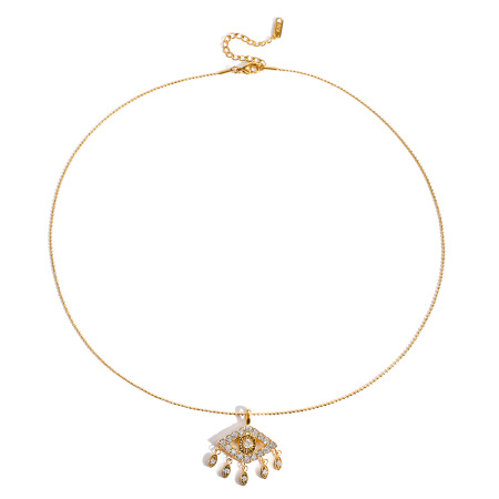 1 Piece Opulent Devil's Eye Stainless Steel Waterproof Gold Color Zircon Women's Pendant Necklaces