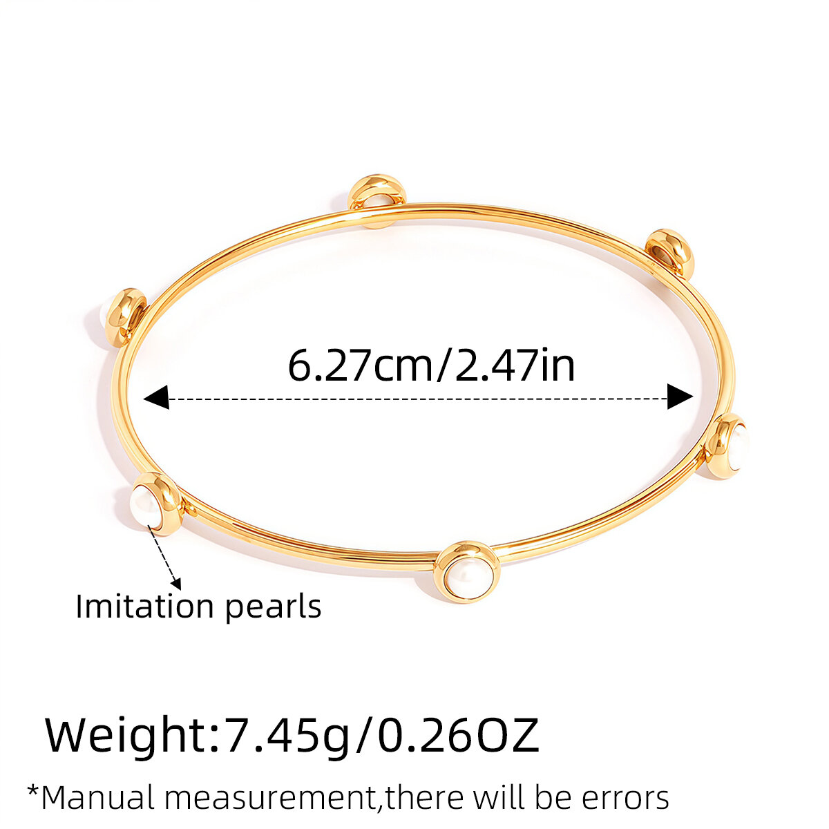 1 Piece Irregular Shape Stainless Steel Waterproof Gold Color Women's Chain Bracelets h5 Picture2