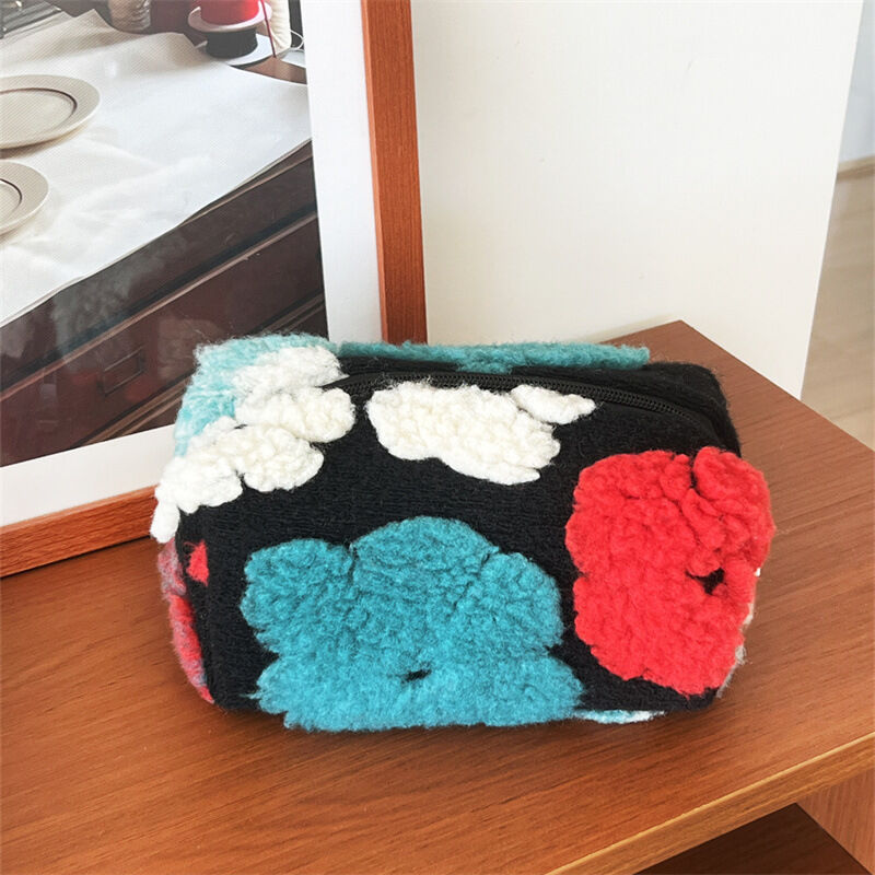 Black Woolen Flower Pillow Bag