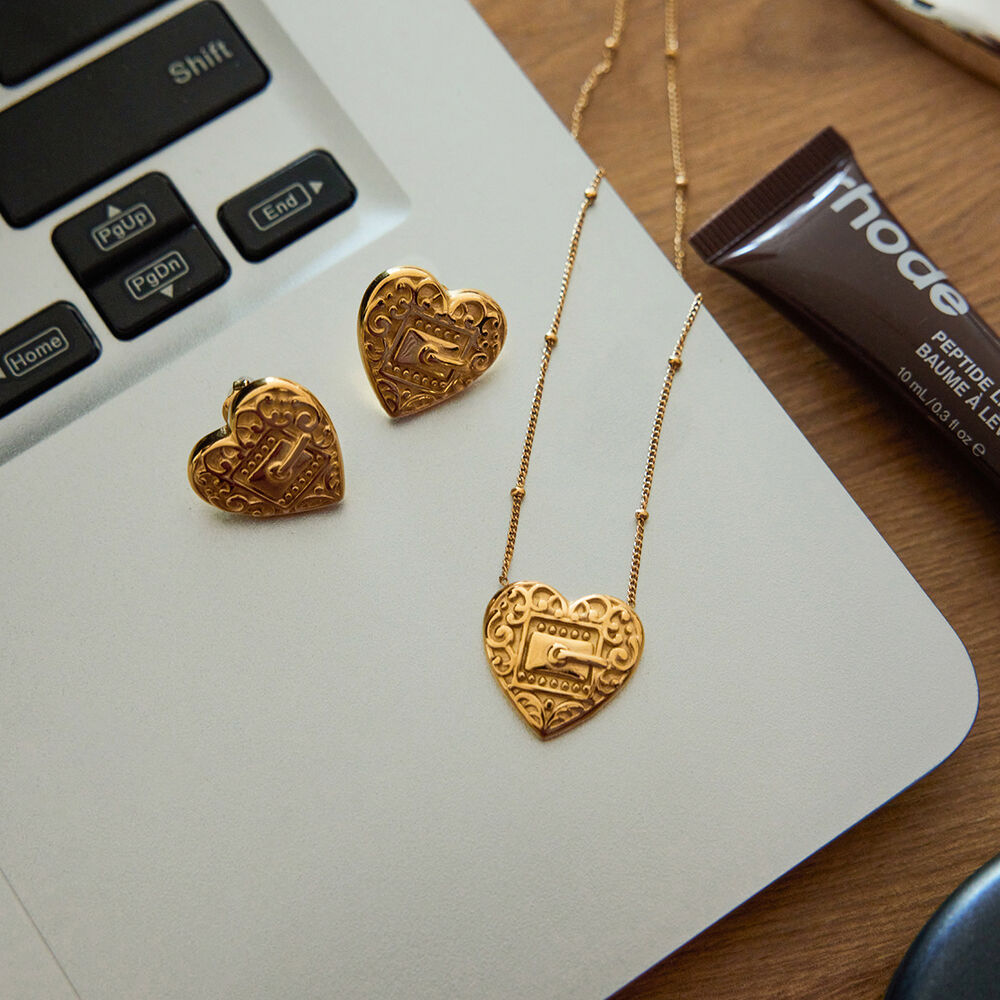 Designable Heart Stainless Steel Waterproof Gold Color Women's Jewelry Sets Picture5
