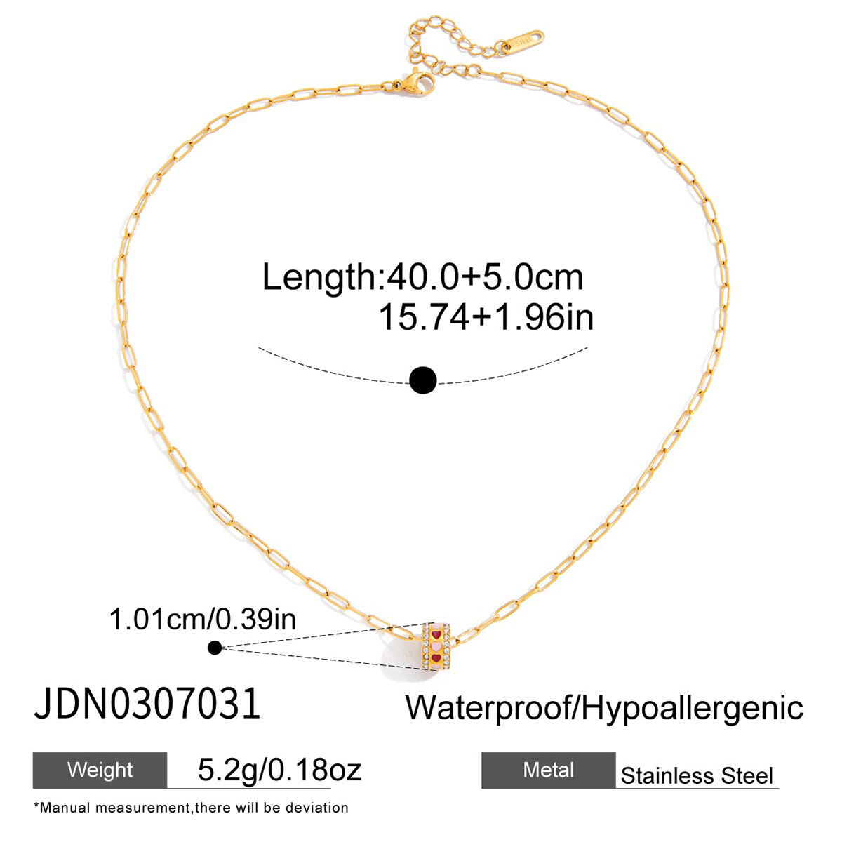 1 Piece Exquisite Classic Circle Stainless Steel Waterproof Gold Color Zircon Women's Pendant Necklaces h5 Picture2