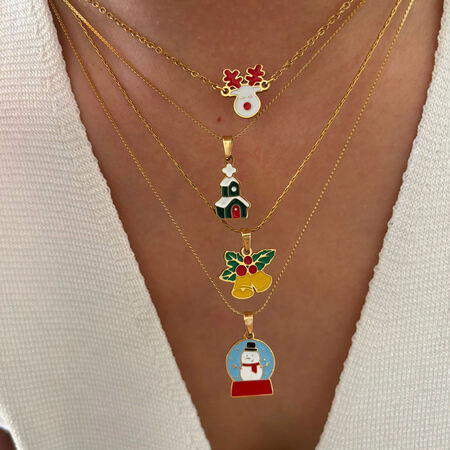 Collana con ciondolo impermeabile in acciaio inossidabile di Natale da 1 pezzo