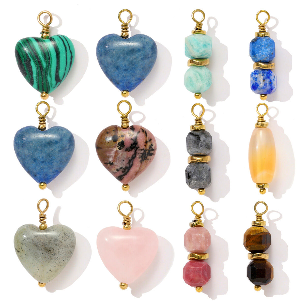 1 Piece Classic Heart Natural Stones Gold Color Women's Pendants Picture5
