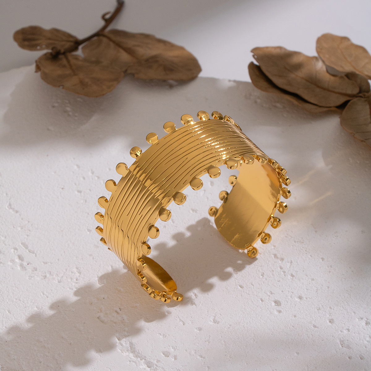 1 Piece Stainless Steel Waterproof Gold Color Cuff Bracelet 2