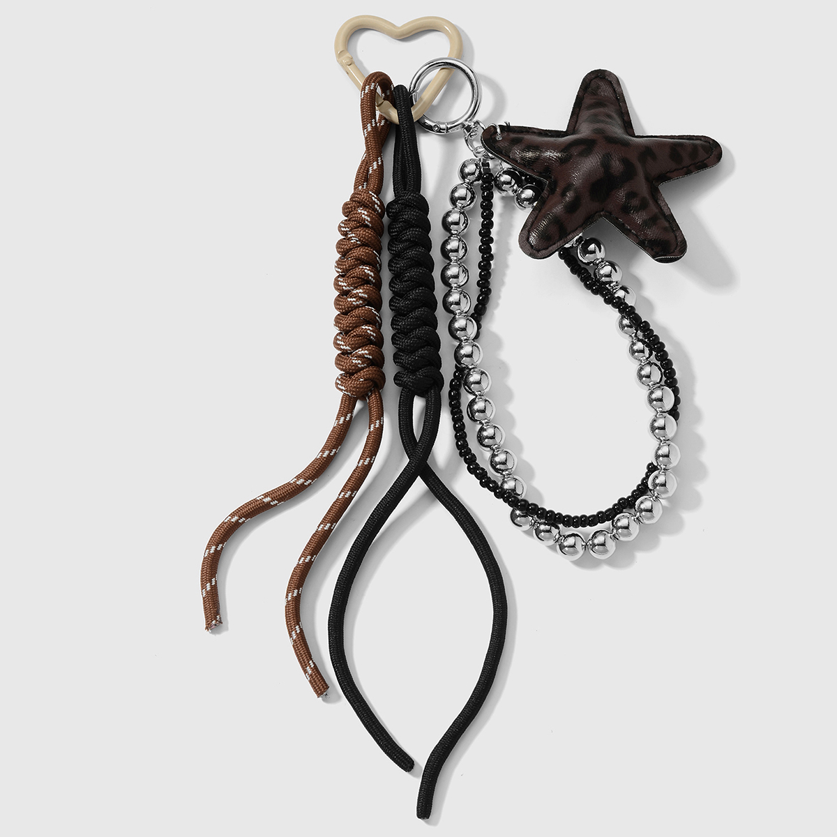 1 Piece Retro Leather Leopard Print Star Bag Charm h5 