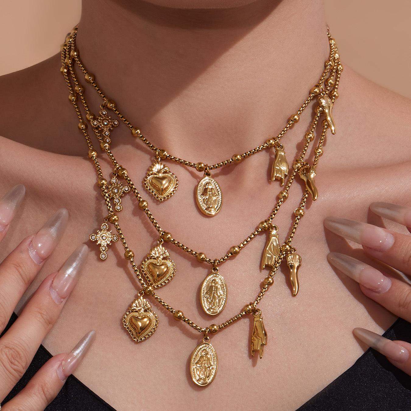 1 stuk retro Jezus roestvrijstalen waterdichte gouden dameshanger ketting