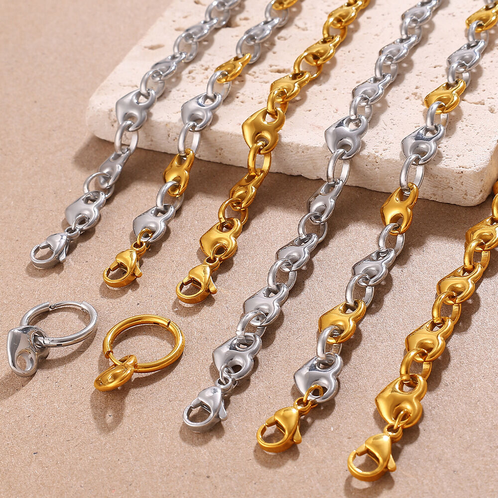 Heart Shape Stainless Steel Waterproof Gold Color Jewelry Set Picture2