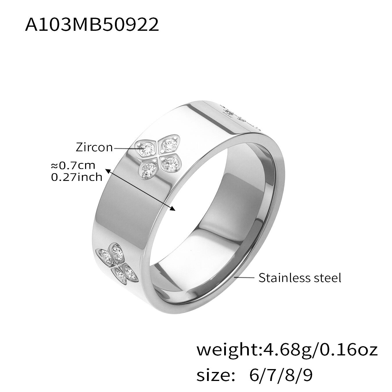 A103-Steel Colored Zircon Ring/No. 6 Picture5