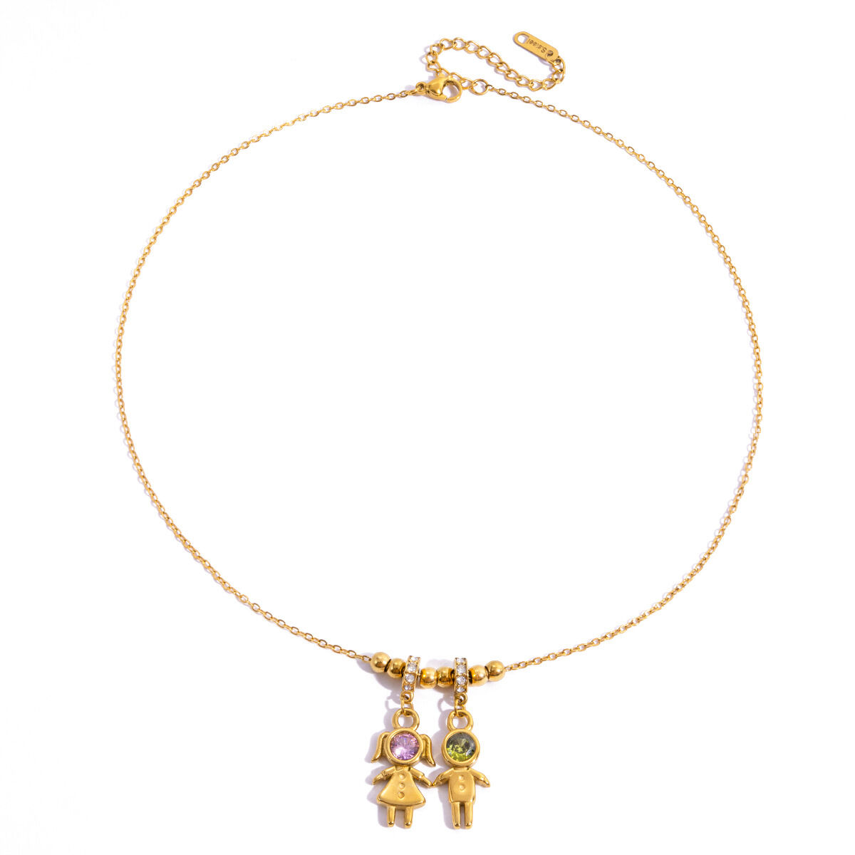 1 Piece Classic Children Stainless Steel Waterproof Gold Color Zircon Women's Pendant Necklaces h5 Picture6
