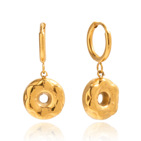1 Pair Romantic Doughnut Stainless Steel Waterproof Gold Color Women's Drop Earrings