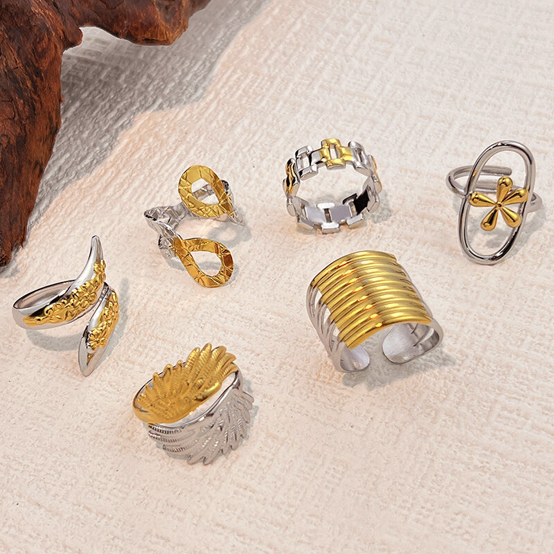 Anello con dichiarazione impermeabile in acciaio inossidabile di forma irregolare da 1 pezzo
