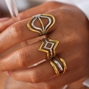 1 Piece Simple Irregular Shape Stainless Steel Waterproof Gold Color Women's Statement Rings h5 Picture5
