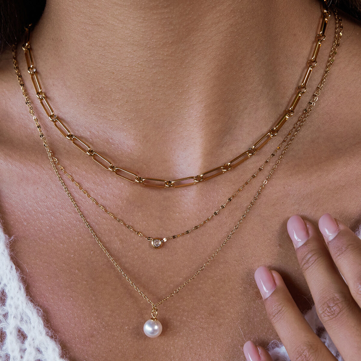 1 Piece Elegant Bead Stainless Steel Waterproof Gold Color Women's Pendant Necklaces Picture3