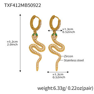 Sophisticated Snake Stainless Steel Waterproof Gold Color Zircon Women's Jewelry Sets h5 Picture2