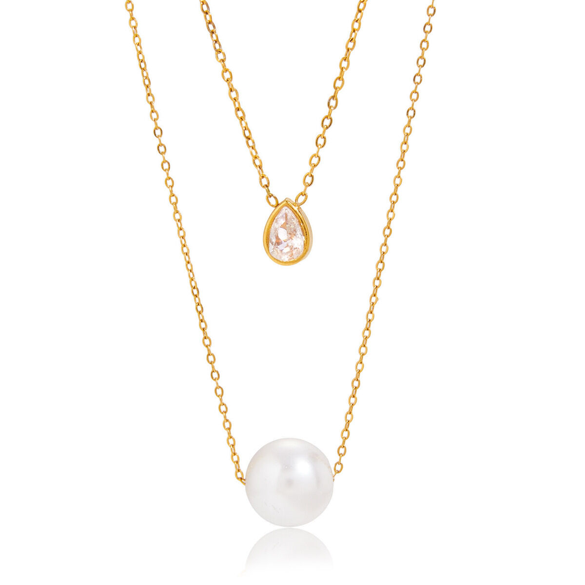 1 Piece Elegant Bead Stainless Steel Waterproof Gold Color Women's Pendant Necklaces 