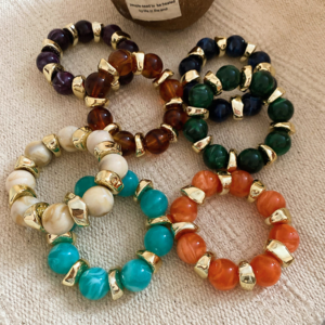 1 Piece Retro Beads Gradient Color Acrylic Beaded Bracelet h5 Picture2