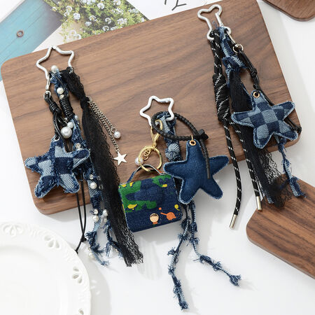 1 Piece Denim Star Lace Bag Charm