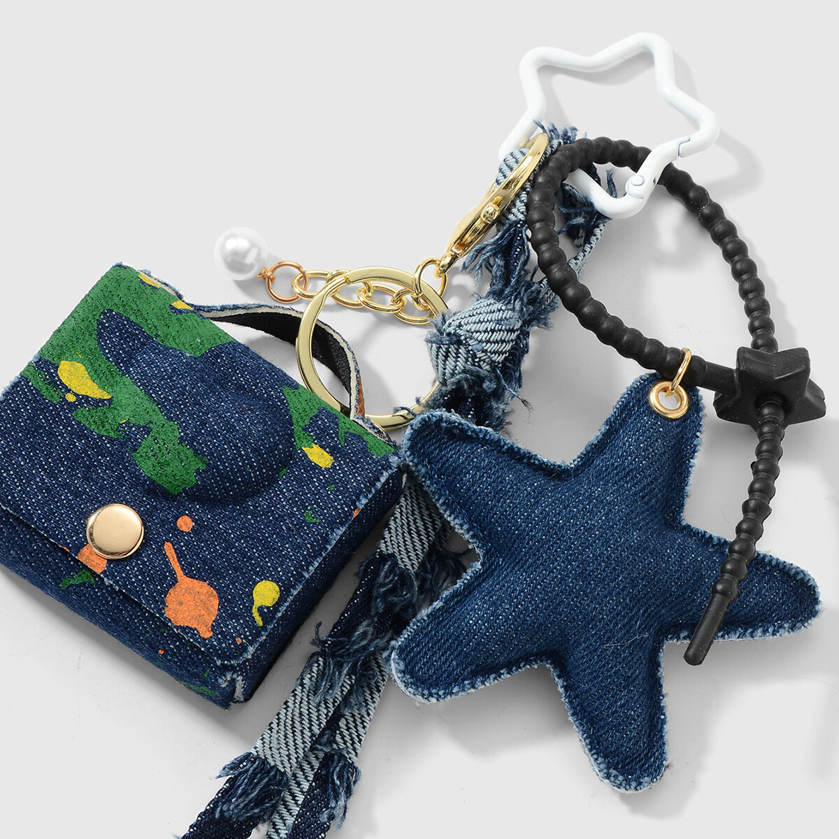 1 Stück Denim Star Lace Taschenanhänger Bild5