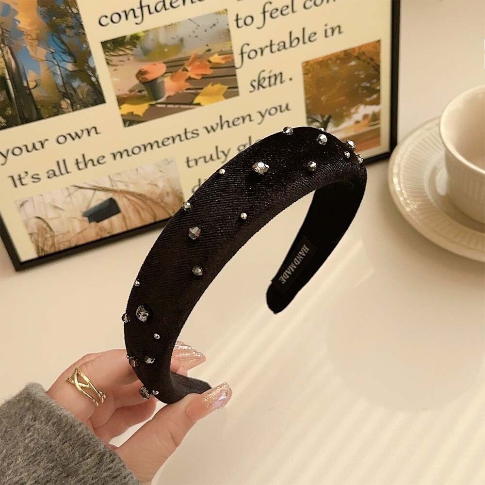 1 Piece Elegant Solid Color Fabric Rhinestone Women's Hair Bands
