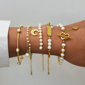 1 Piece Irregular Shape Stainless Steel Waterproof Gold Color Women's Chain Bracelets h5 Picture3