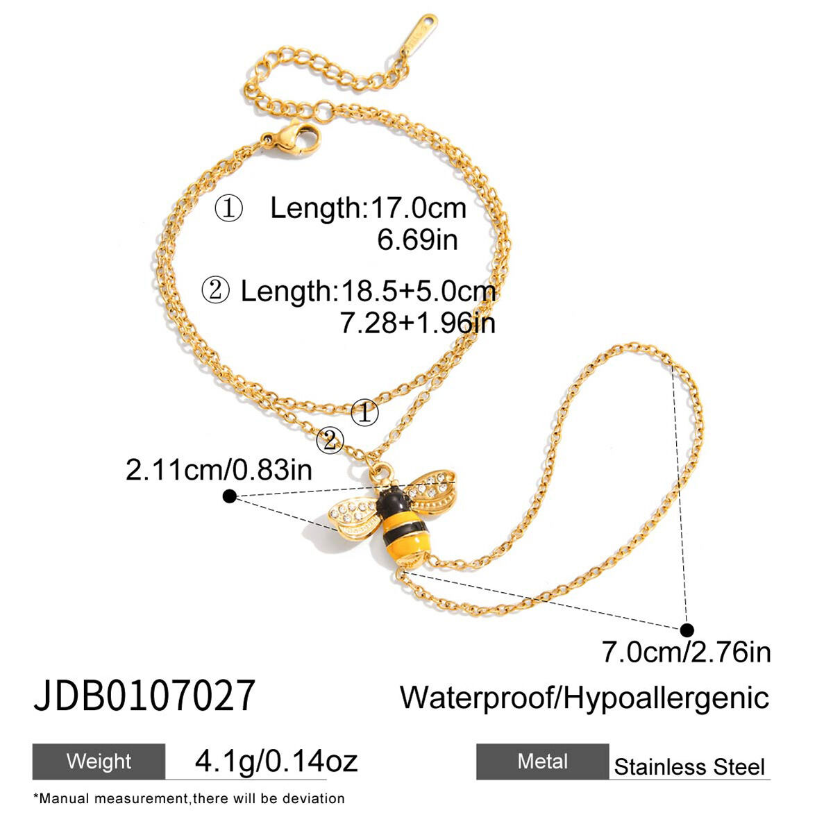 Romantic Natural Bee Stainless Steel Waterproof Gold Color Women's Jewelry Sets Picture2