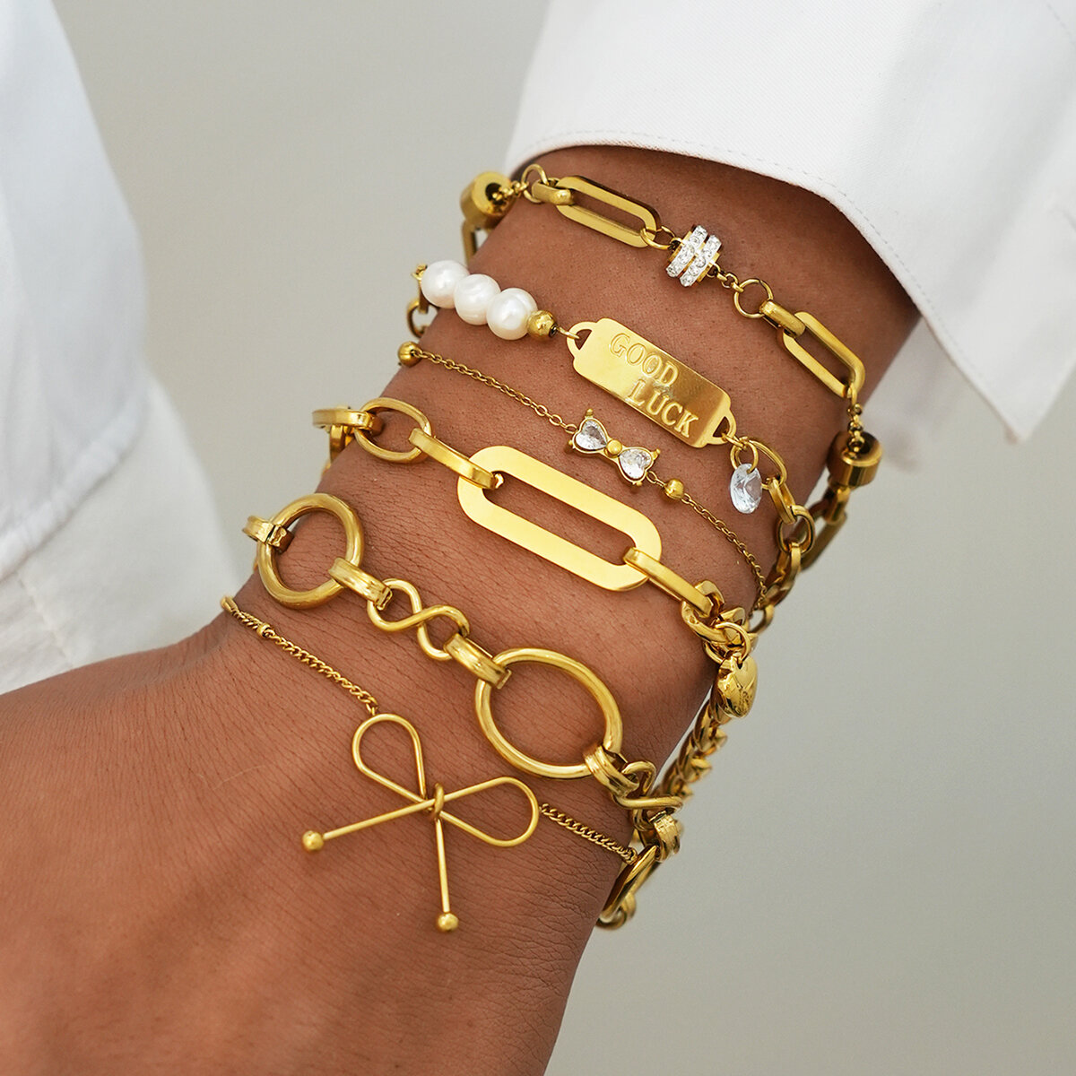 1 Piece  Daily Irregular Shape Stainless Steel Waterproof Women's  Chain Bracelets