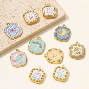 1 Piece Colorful Flower Stainless Steel Waterproof Gold Color Women's Pendants h5 Picture4