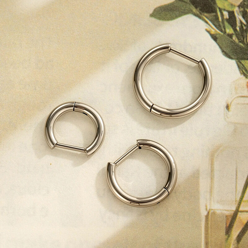 1 Piece Minimalist Annular Shape Titanium Alloy Women's Hoop Earrings