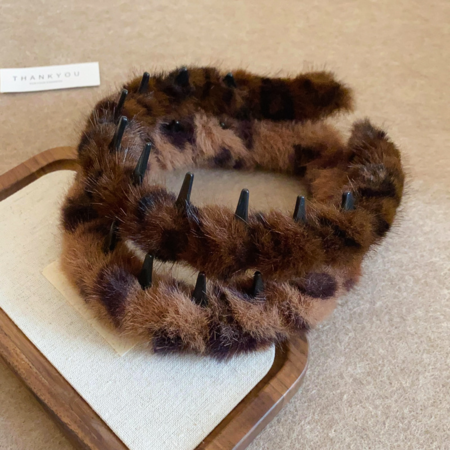 1 Piece Vintage Plush Leopard Pattern Headband