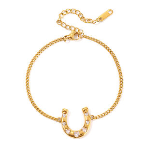 Luxuriöses, Hufeisenförmiges Schmuckset Aus Wasserdichtem Edelstahl In Goldfarbe Mit Zirkonia Für Damen h5